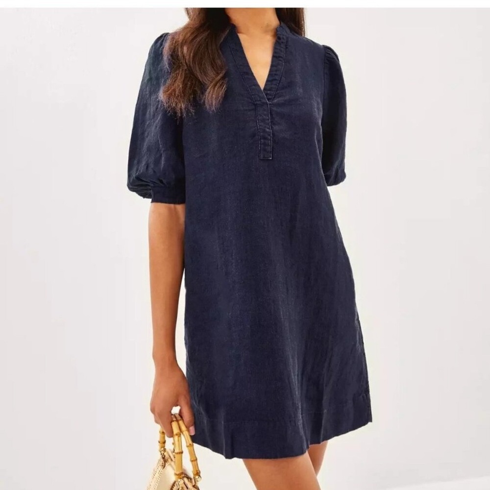 NWOT - Lilly Pulitzer Womens - 8 - Mialeigh Elbow Sleeve Linen Dress Black $178